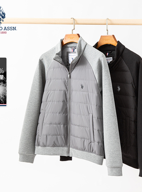U.S. POLO ASSN.羽绒服男冬季轻薄保暖短款冬装鸭绒防寒立领夹克