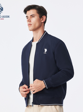 USPA男士商务休闲夹克2023春秋季新款高端茄克宽松百搭立领外套男