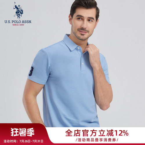 USPA短袖polo衫男夏翻领t恤男