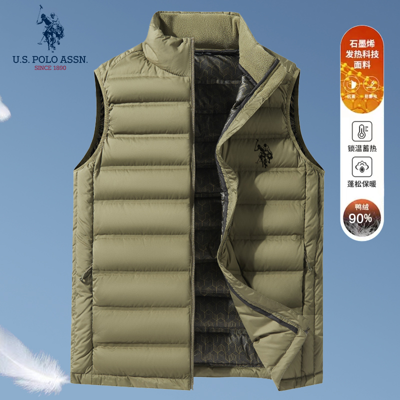 USPA羽绒马甲男大码无袖羽绒外套