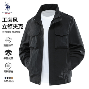 USPA男士夹克春秋新款加棉保暖立领外套美式休闲时尚保罗男款上衣