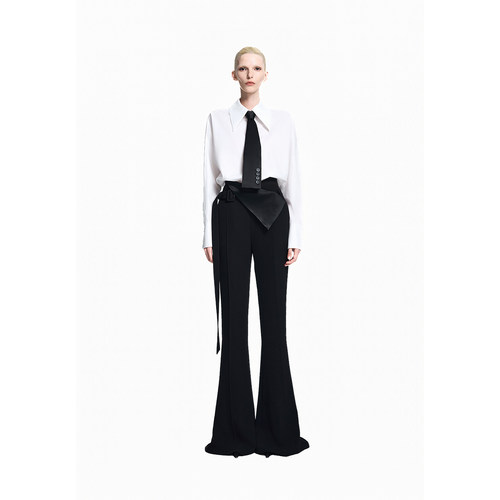 KUNSWEAR/琨丝薇尔26FA 不规则腰头垂感修身微喇裤西裤 846005070