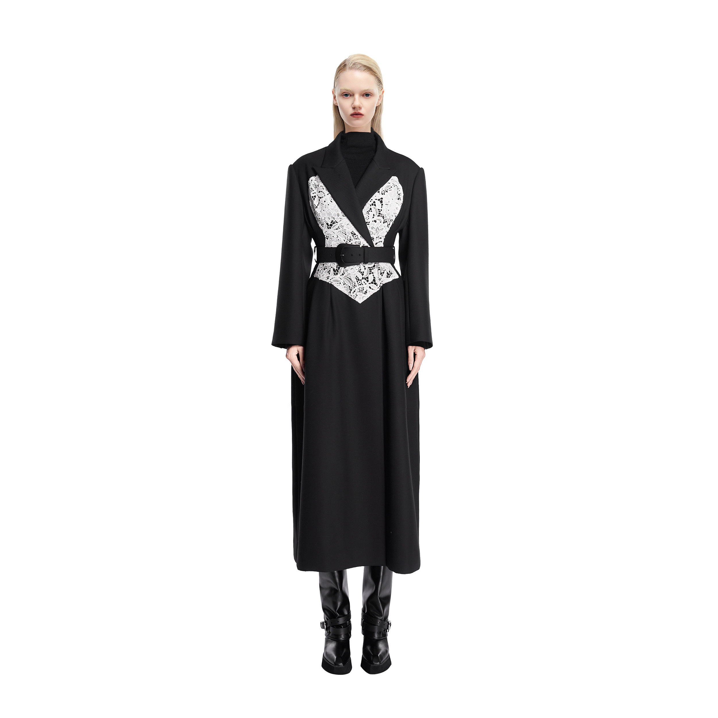 KUNSWEAR/琨丝薇尔25WI 优雅显瘦蕾丝收腰长款西装外套 838002161