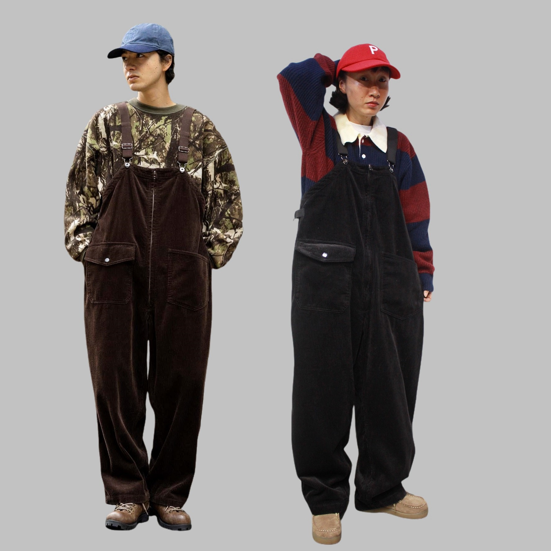 秋冬款日系宽松背带裤纯棉水洗灯背带裤