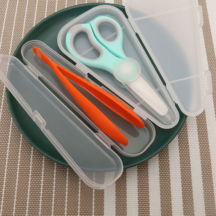 儿童食物辅食剪刀筷子勺子日本陶瓷剪便携带盒子外带小号套装 剪肉