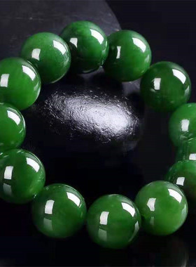 促销新疆和田玉碧玉20mm大圆珠手串玉石男女款转运珠佛珠玉器手链