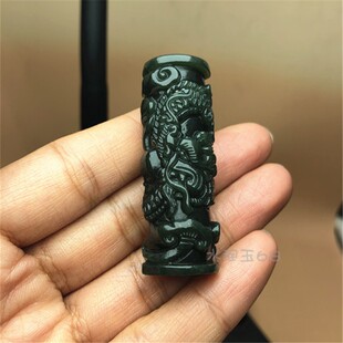 天然正品新疆和田玉龙柱吊坠青玉龙盘主辈辈福挂坠挂件生肖龙项链