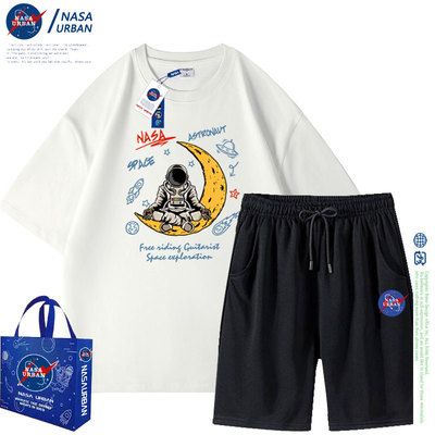 NASA URBAN联名款夏季宽松t恤短袖男印花休闲潮流体恤男女同款
