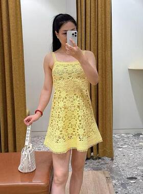 maSande2025春夏新款时尚编织镂花针织吊带长连衣裙短裙MFPRO0421