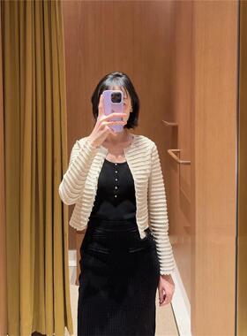 maSande2025春夏新款女装浅春系穿搭花边领针织开衫上衣SFPCA0121