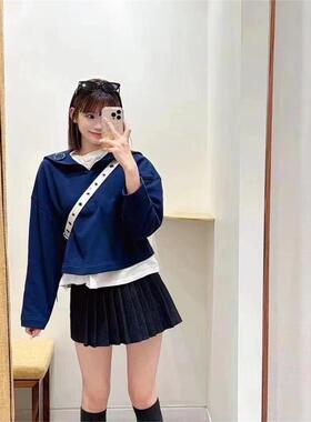 maSande2025春夏新款女装时尚学院风海军领短款宽松上衣MFPSW0018