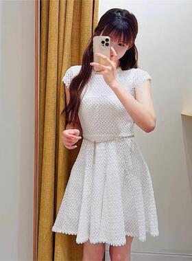 maSande2025春夏新款女装白色短款针织连衣裙MFPRO04207