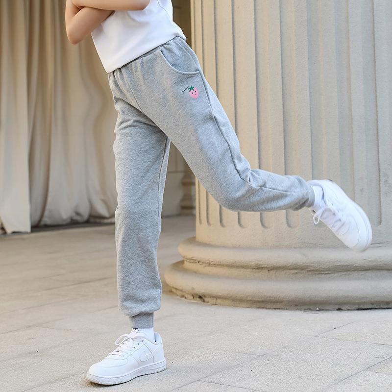 洋女裤子童2025新款春秋休闲小童运动长裤中大童气收口纯色卫裤潮