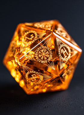 北欧图腾-闪电橙玻璃 跑团骰子COC骰子DND龙与地下城克苏鲁万智牌