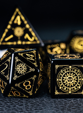 塔罗花纹-黑曜石 跑团骰子COC骰子DND龙与地下城克苏鲁万智牌