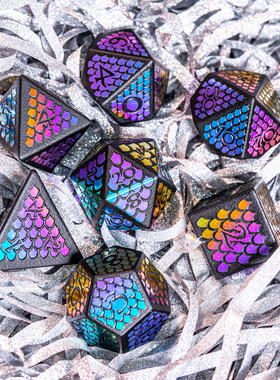 龙鳞铠甲-天然黑曜石 跑团骰子COC骰子DND龙与地下城克苏鲁万智牌