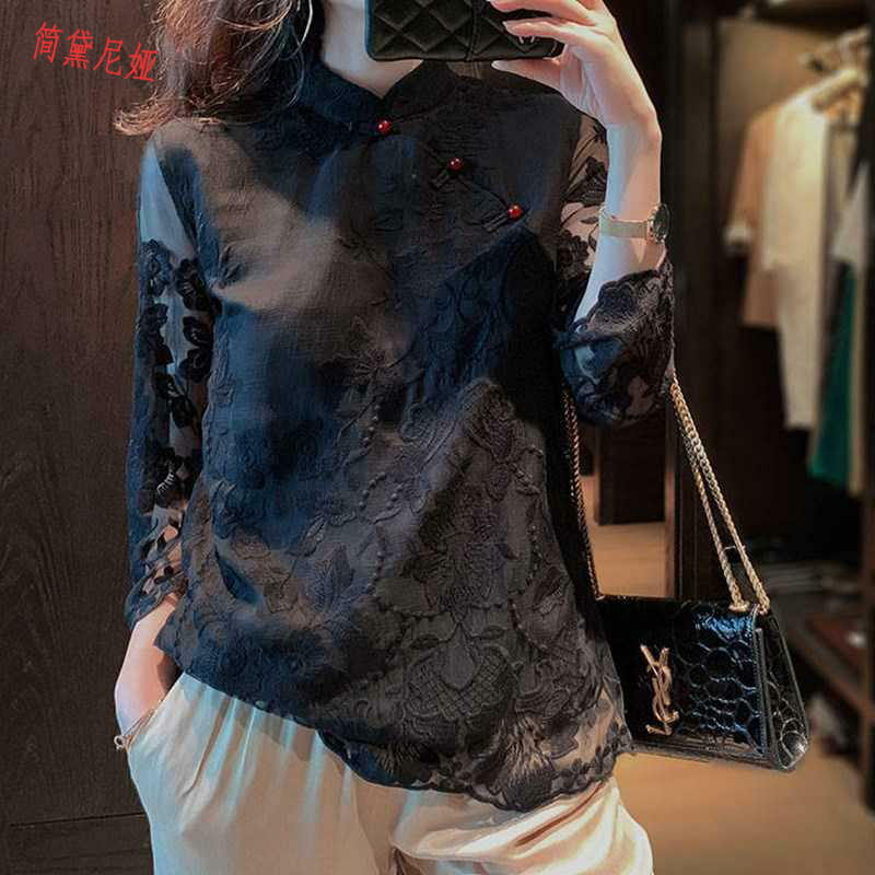 唐装复古中国风中式民国风改良时尚短款丝质旗袍盘扣宽松上衣女装