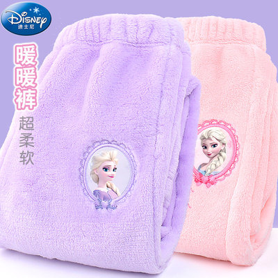 迪士尼长裤法兰绒居家裤艾莎公主