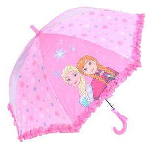 迪士尼儿童雨伞女童半自动长伞小孩冰雪公主学生幼儿园小孩直柄伞