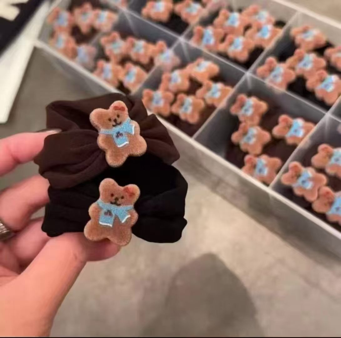 可爱植绒小熊发绳女面膜圈扎头发