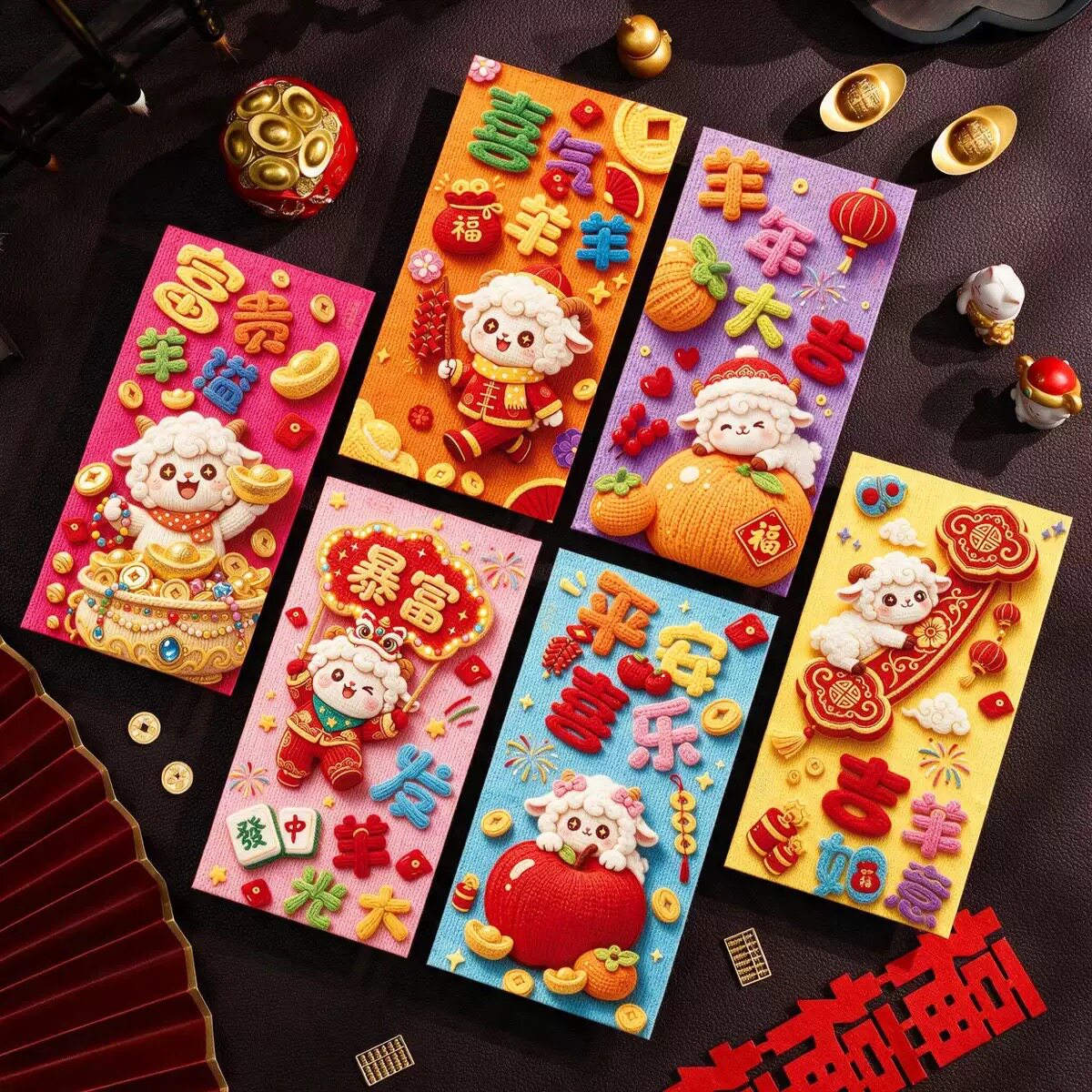 羊年红包2027新年创意3d仿刺绣