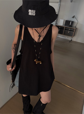 HELLOTANGO《松弛日常》韩系个性慵懒百搭v领飘带设计背心550115#