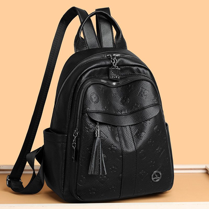 真皮大容量双肩包女2026新款休闲书包软皮简约旅行背包中年通勤包