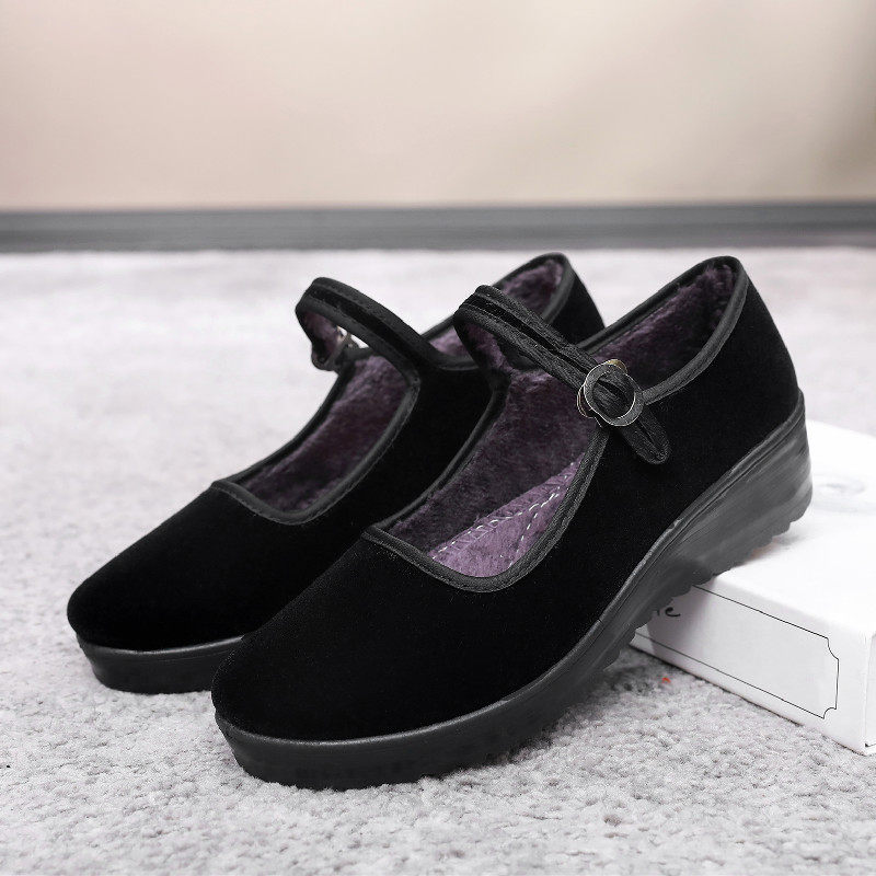 冬季老北京布鞋加绒厚底鞋