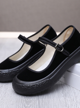 新款老北京布鞋女工作布鞋防滑软底上班黑色布鞋舒适舞蹈鞋妈妈鞋