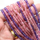 闪 3×4mm天然草莓算盘珠紫水晶硬盘角度切面散珠DIY饰品配饰材料