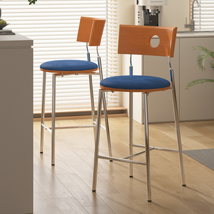 实木碳化吧台椅美式酒吧椅前台高脚椅创意高脚吧台凳子家用收银椅