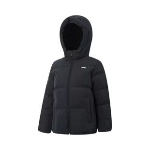 李宁儿童羽绒服冬季新款女童中大童保暖连帽外套男短款鸭绒羽绒服