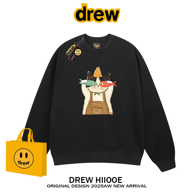 drew美式潮牌趣味猫咪印花圆领卫衣男女秋冬休闲百搭宽松情侣上衣,女装/女士精品,卫衣/绒衫,淘宝优惠券,粉丝福利购,淘宝优惠卷
