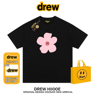 宽松情侣半袖 t恤男女小众夏季 ins 潮牌小雏菊花朵纯棉短袖 drew美式
