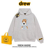 drew潮牌波点围巾小狗印花连帽卫衣男女2025新款 宽松情侣秋冬外套