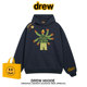 drew潮牌宋佳明星同款 插画印花连帽加绒卫衣男女宽松情侣帽衫 外套