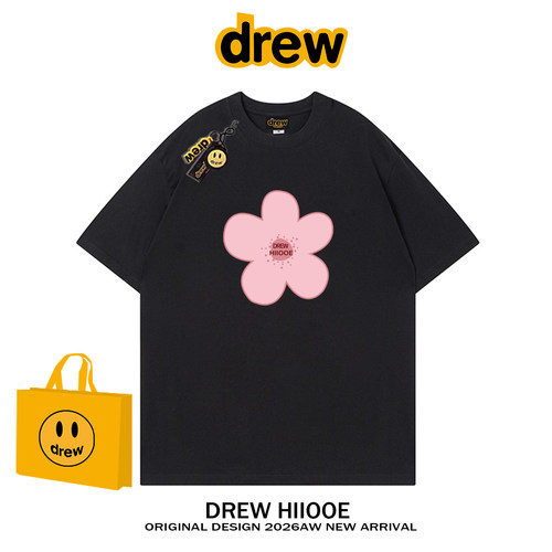 drew美式潮牌小雏菊花朵纯棉短袖t恤男女小众夏季宽松情侣半袖ins
