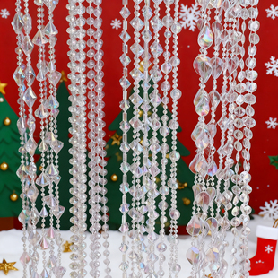圣诞树挂帘装 饰链舞台吊顶珠帘门帘饰品 饰线帘亚克力连线珠婚庆装