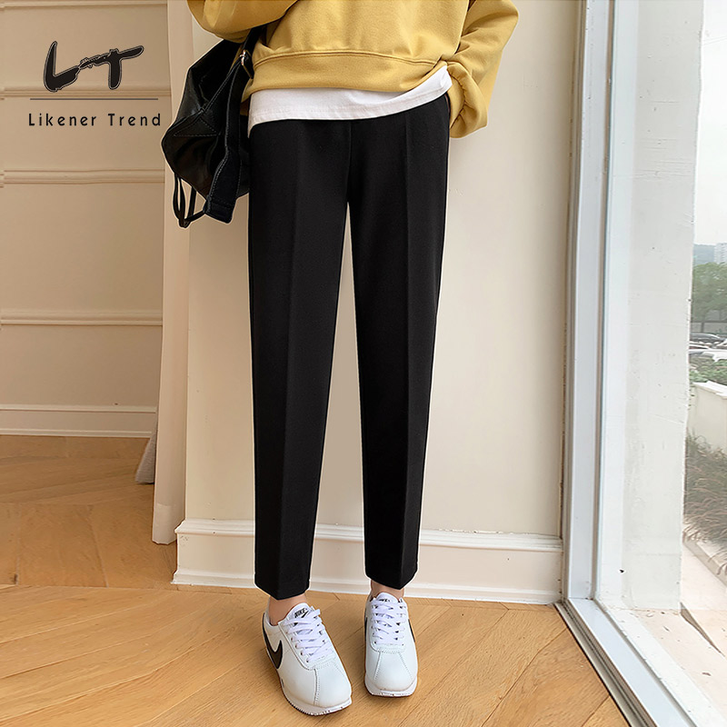 LT松紧腰毛呢哈伦西裤