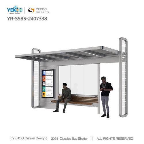 Modern Stainless Steel Smart Bus Stop Shelter with Bench