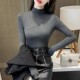 加绒加厚半高领打底衫 内搭欧货上衣 显瘦保暖T恤长袖 女秋冬季 修身