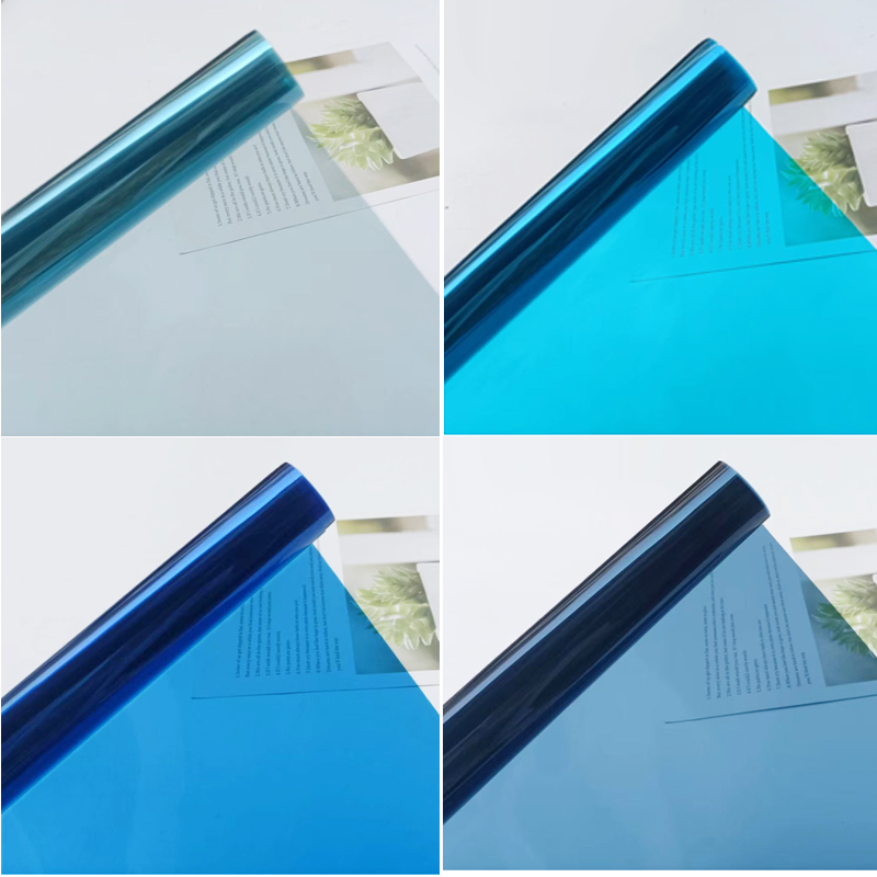 深蓝色浅蓝色福特蓝玻璃贴膜双向透明隔热遮光窗户贴纸门窗自粘