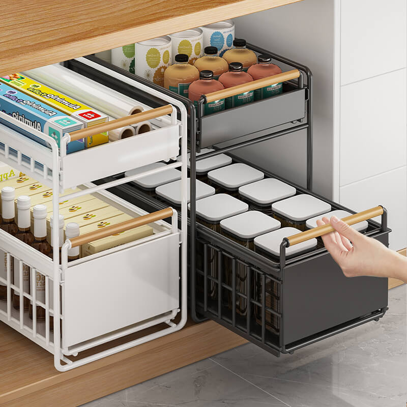 厨房下水槽拉篮抽拉式分层收纳盒
