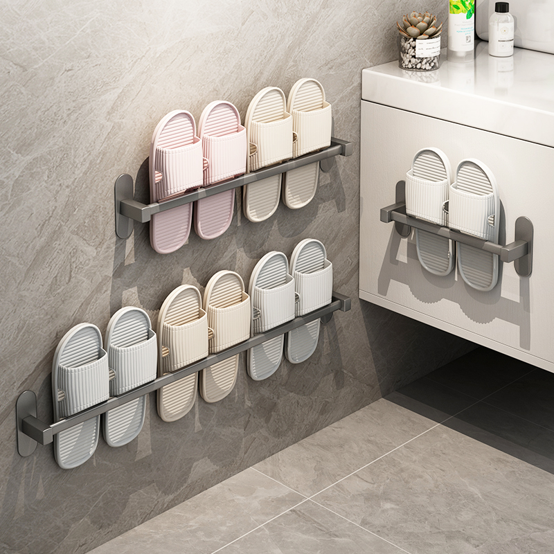 免打孔挂拖鞋置物架太空铝