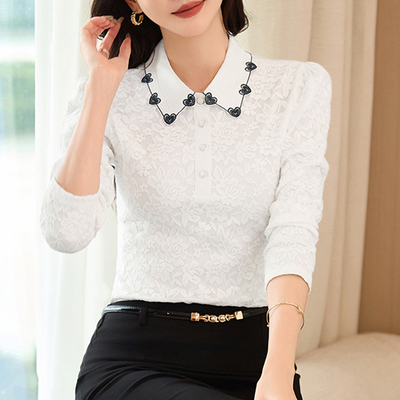 蕴佳修身打底内搭蕾丝衬衫女韩版