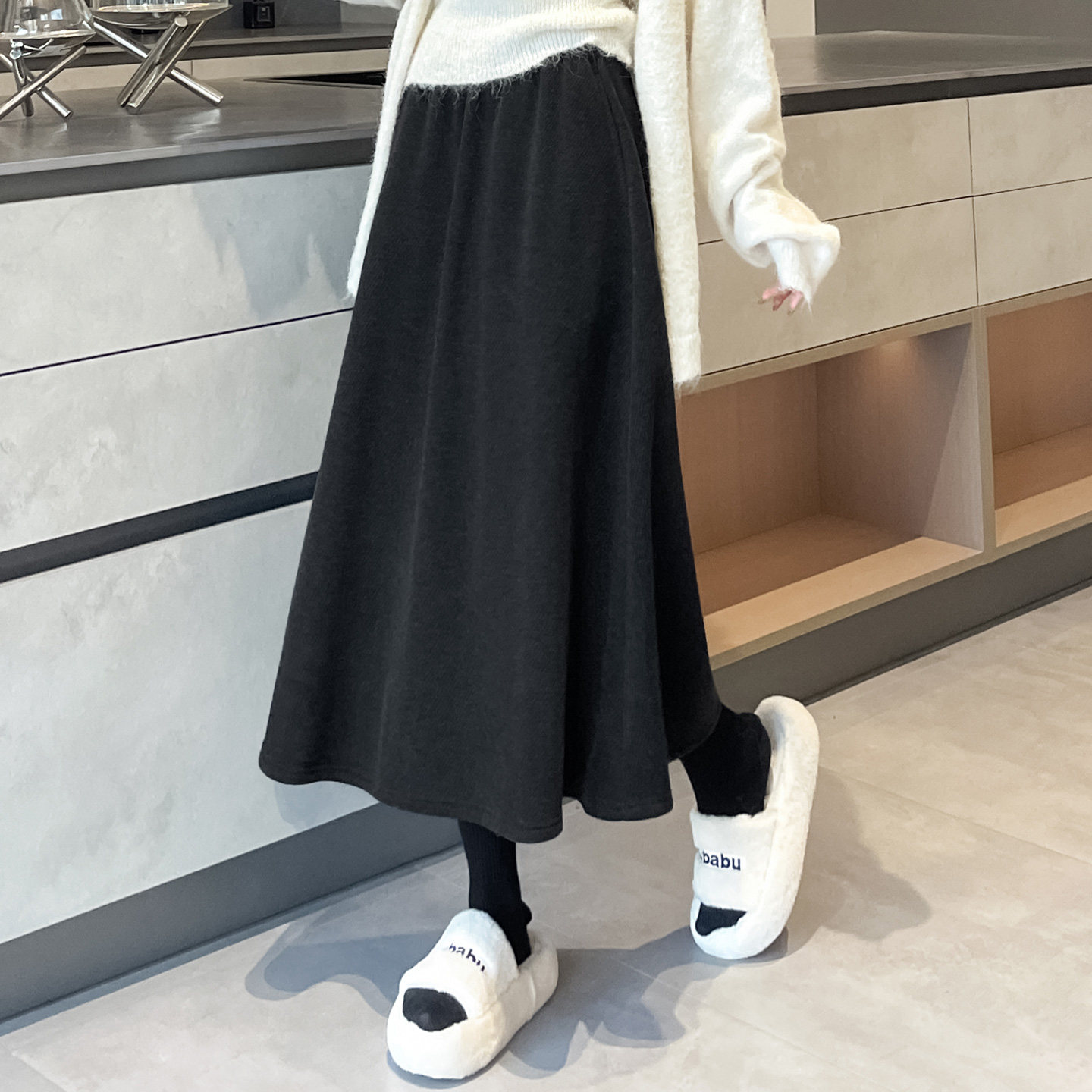 极简羊毛呢子半身裙女秋冬高腰A字中长裙显瘦大码保暖大摆伞裙子,女装/女士精品,半身裙,淘宝优惠券,粉丝福利购,淘宝优惠卷