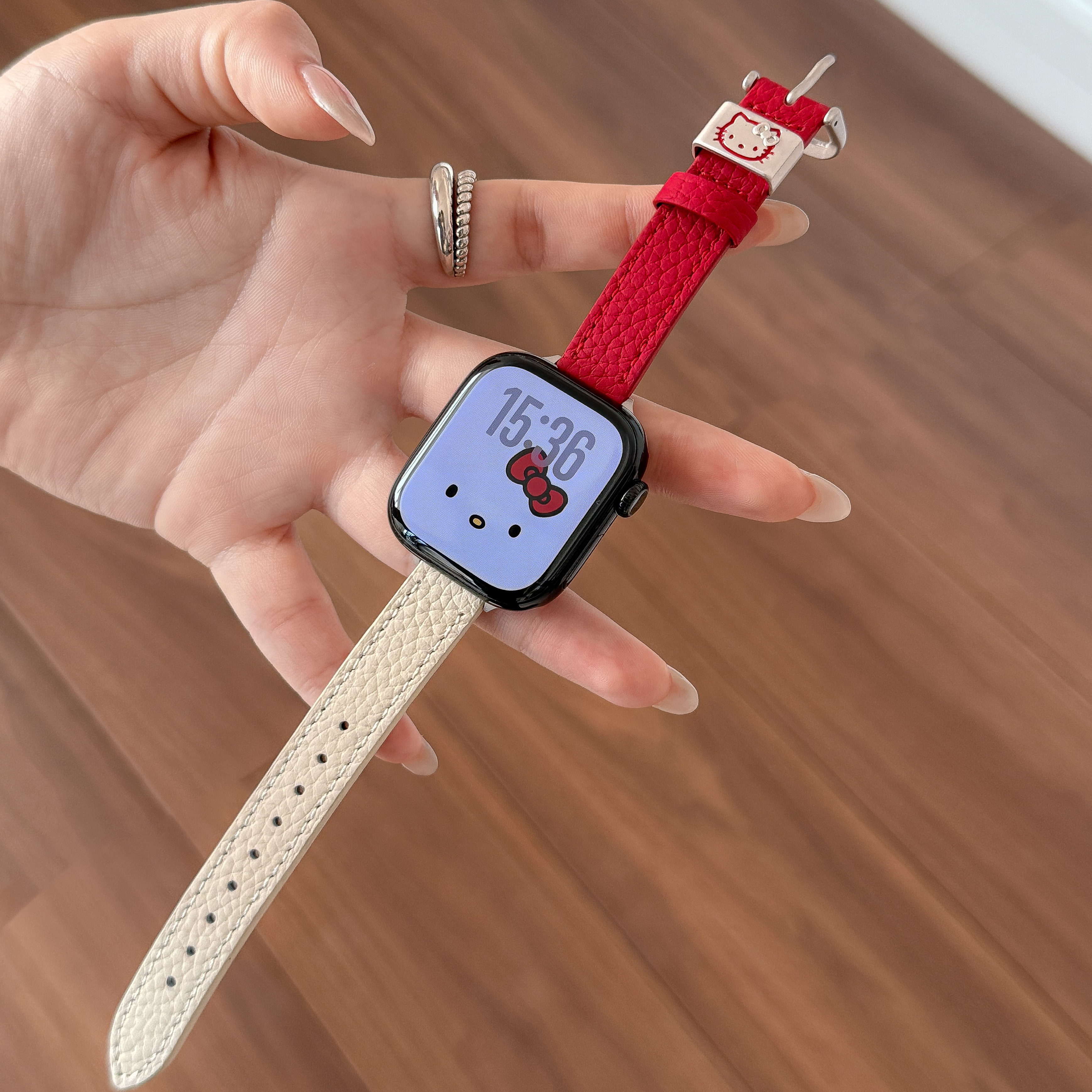 适用applewatch11手表带iwatchS11拼色s10细款荔枝纹s9秋冬款透气s8女士腕带新款41/45mm女Ultra2代表带表链