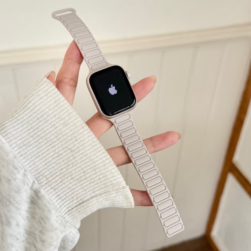 【倩仪同款】适用苹果S11手表iwatch10表带applewatch磁吸9硅胶S8腕带女款SE3运动细款S7高级感S6新款秋冬