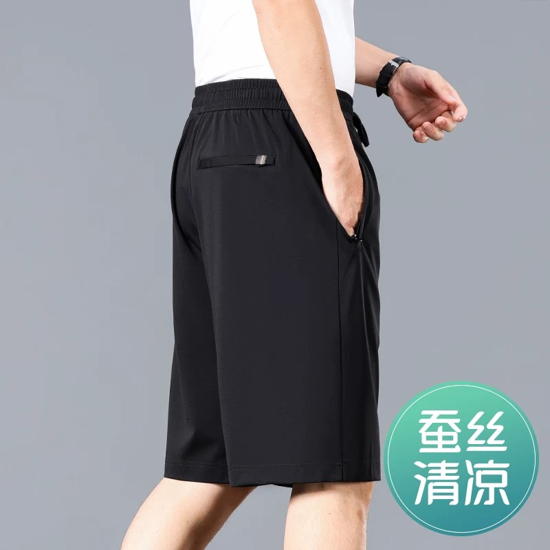 夏季垂感桑蚕丝男速干五分短裤