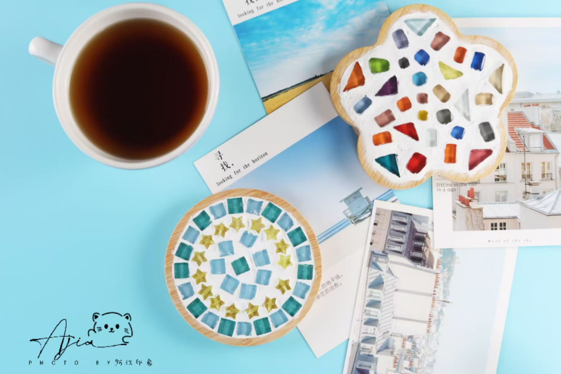 (成品)原创马赛克杯垫创意手工制作做客主人杯垫新年手工礼物